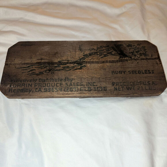 Coral Creek Corrin Produce Ruby Red Seedless Grape Wooden Carved Sign Reedley Ca - Picture 1 of 5